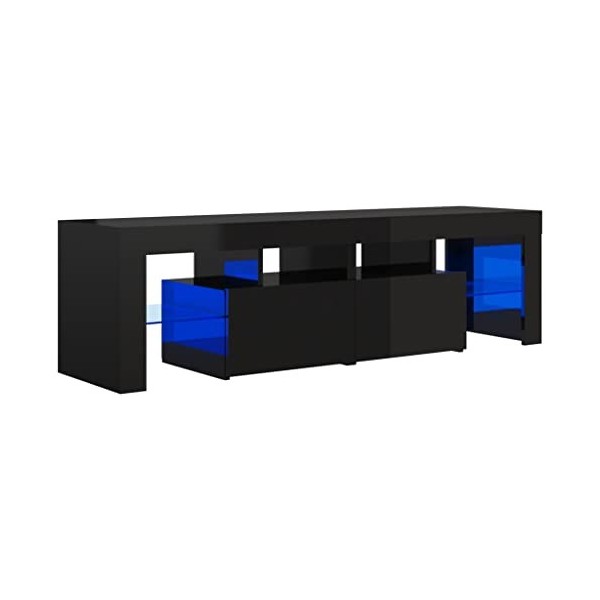 Meuble TV avec lumières LED noir brillant 140x36,5x40 cm