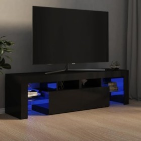 Meuble TV avec lumières LED noir brillant 140x36,5x40 cm