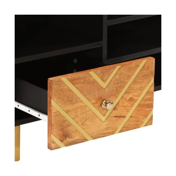 Générique Meuble TV Marron et Noir 100x33,5x46 cm Bois Massif de manguier,24.1 KG,356801, Meubles, Meubles TV