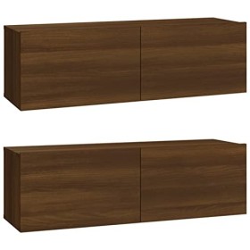 ZEYUAN Meubles TV 2 pcs Chêne Marron 100x30x30 cm Bois dingénierie,Meuble TV,Meuble TV Moderne,Meuble de Salon