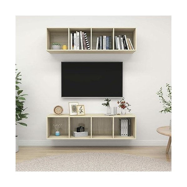 Camerina Meubles TV muraux 2 pcs Chêne Sonoma Aggloméré,Meuble TV,Meuble TV Moderne,Meuble de Salon398