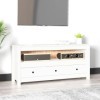FAMIROSA Meuble TV Blanc 114x35x52 cm Bois de pin Massif 15.8KG 