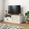 Camerina Meuble TV Vigo Blanc 106x40x40 cm Bois Massif de pin,Meuble TV,Table Basse Salon Meuble TV,Table Basse LED Couleurs
