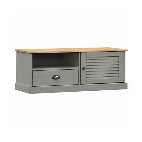 Camerina Meuble TV Vigo Gris 106x40x40 cm Bois Massif de pin,Meuble TV,Table Basse Salon Meuble TV,Table Basse LED Couleurs