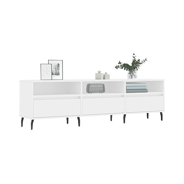 Tidyard Meuble TV Banc TV Meuble de Salon Blanc 150x30x44,5 cm Bois dingénierie