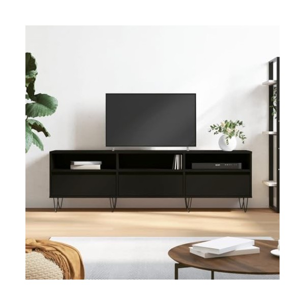 Tidyard Meuble TV Banc TV Meuble de Salon Noir 150x30x44,5 cm Bois dingénierie