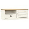 ZEYUAN Meuble TV Vigo Blanc 106x40x40 cm Bois Massif de pin,Meuble TV,Table Basse Salon Meuble TV,Table Basse LED Couleurs