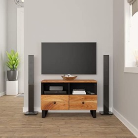 Camerina Meuble TV 70x33x46 cm Bois dacacia Massif,Meuble TV,Meuble TV Moderne,Meuble de Salon