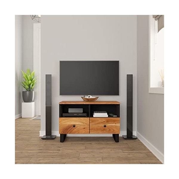 Camerina Meuble TV 70x33x46 cm Bois dacacia Massif,Meuble TV,Meuble TV Moderne,Meuble de Salon