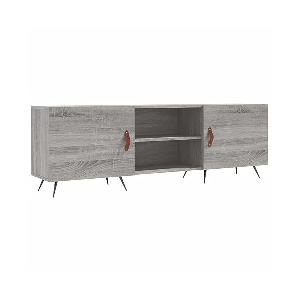 JUNZAI Meuble TV Sonoma Gris 150x30x50 cm Bois dingénierie,Meuble TV,Table Basse Salon Meuble TV,Table Basse LED Couleurs