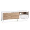 VS Venta-stock Meuble TV Koln 2 Portes et 1 tiroir,Couleur Blanc brossée et Bois 136,5 cm Largeur 40 cm Profondeur 48,5 