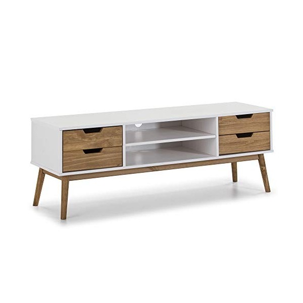 VS Venta-stock Meuble TV Java 1 Porte et 2 tiroir Blanc