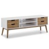 VS Venta-stock Meuble TV Java 1 Porte et 2 tiroir Blanc