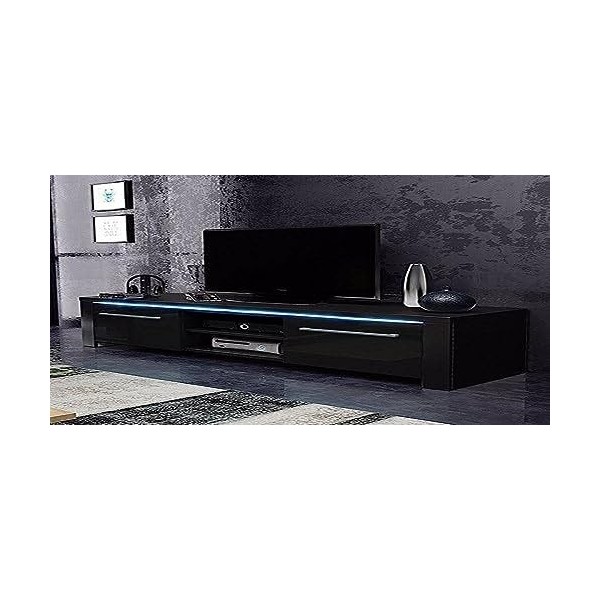 Selsey Messa Meuble TV Noir 140 x 42,2 x 39,5