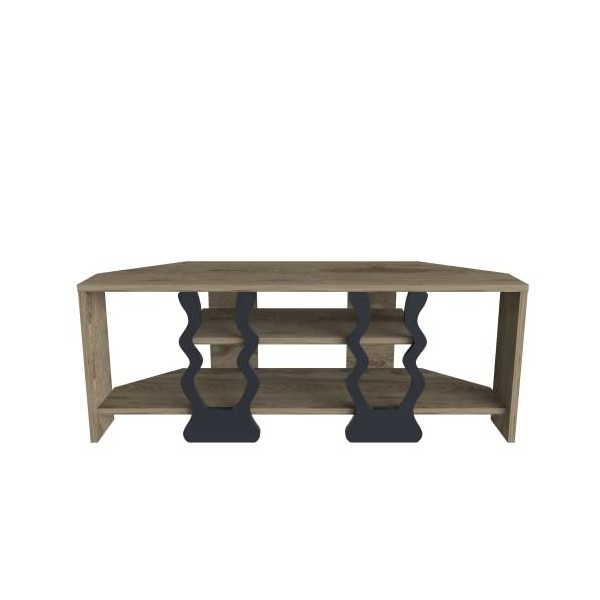 DECOROTIKA - Meuble TV dangle Firal avec étagères Ouvertes pour Rangement multimédia et Divertissement Motif Oud/Noir 