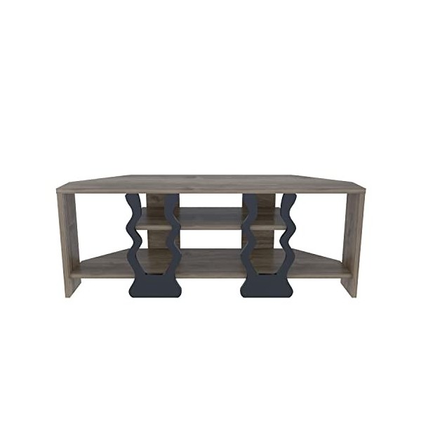 DECOROTIKA - Meuble TV dangle Firal avec étagères Ouvertes pour Rangement multimédia et Divertissement Motif Oud/Noir 