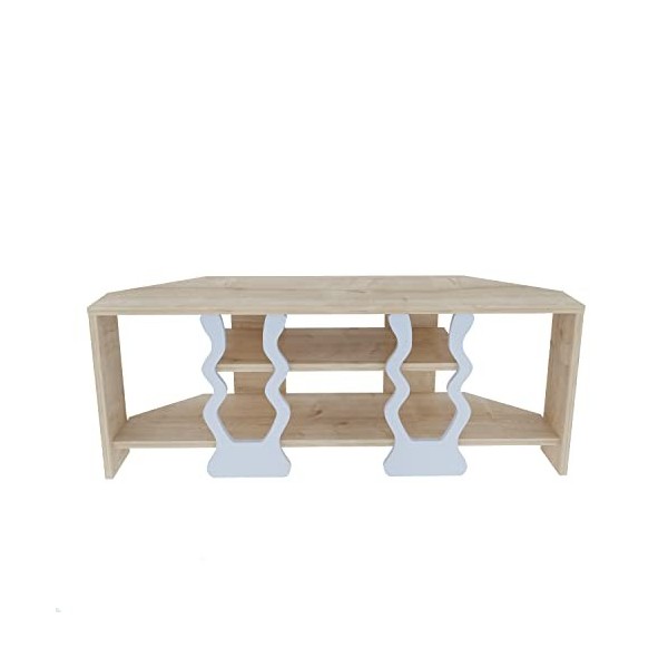 DECOROTIKA - Meuble TV dangle Firal avec étagères Ouvertes pour Rangement multimédia et Divertissement Motif Oud/Noir 