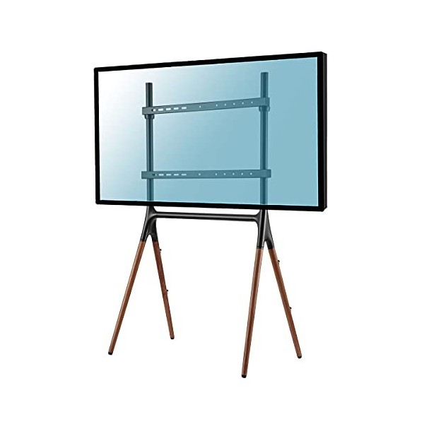 KIMEX - Support TV - Tripod - Design Chevalet Scandinave - pour écran 50"-65" - Coloris Blanc/hêtre - 030-4044