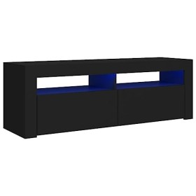 WIFESE Meuble TV avec Lumières LED Noir 120x35x40 cm Armoire HiFi Meuble Salon Chambre Table de Télévision Facile à Nettoyer 