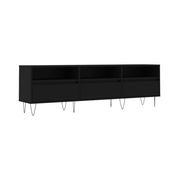 Annlera Meuble TV Noir 150x30x44,5 cm Bois dingénierie Style Calme Banc TV Maison Chambre à Coucher Rangement Spacieux Range