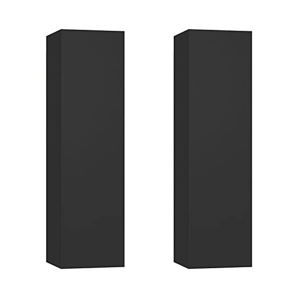 Susany Meubles TV 2 pcs,Meuble TV Mural,unité Murale,Meuble TV Suspendu,pour Salon,Bureau,Divertissement-Noir 30,5x30x110cm A