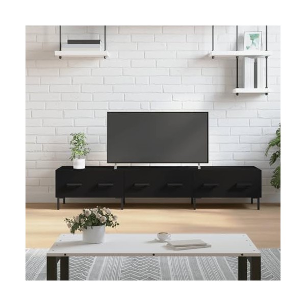 Hovothy Meuble TV Noir 150x36x30 cm Bois dingénierie Buffet TV Espace de Vie Intérieur Style Calme Meuble de Salon Salle Cha