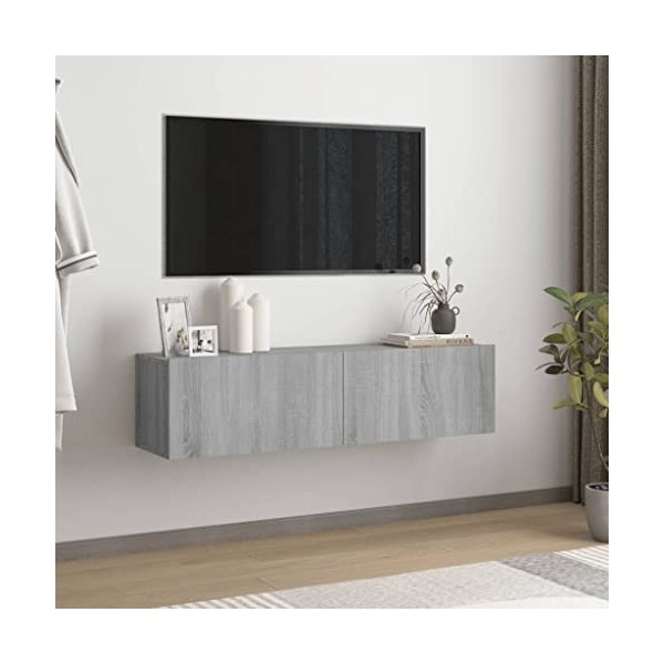 Keyur Meuble TV, Banc TV Buffet Bas Support de Télévision Meuble Télé Armoire Murale TV Sonoma Gris 120x30x30 cm Bois dingén