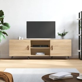 Annlera Meuble TV Chêne Sonoma 150x30x50 cm Bois dingénierie Banc TV Maison Chambre à Coucher Plateau Stable Placer Livres T