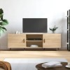 Annlera Meuble TV Chêne Sonoma 150x30x50 cm Bois dingénierie Banc TV Maison Chambre à Coucher Plateau Stable Placer Livres T