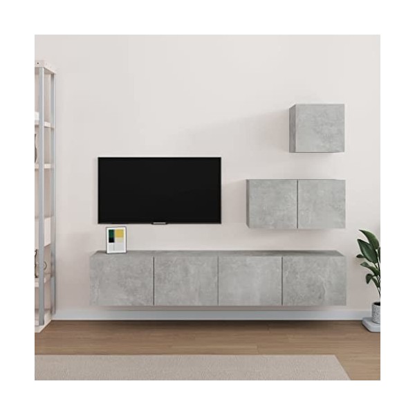 Générique Ensemble de Meubles TV 4 pcs Gris béton Bois dingénierie,41 KG,3114641, Meubles, Meubles TV