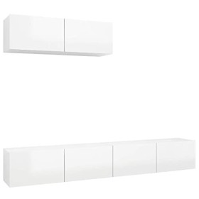 Générique Meubles TV 3 pcs Blanc Brillant Aggloméré,47.25 KG,3079333, Meubles, Meubles TV