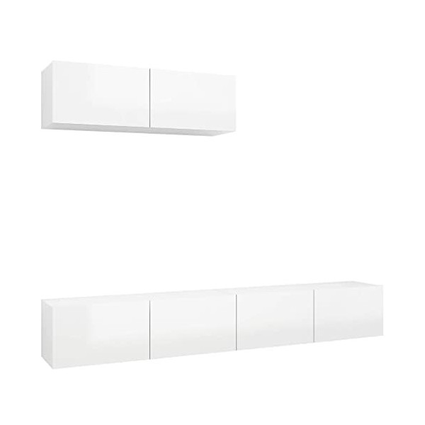 Générique Meubles TV 3 pcs Blanc Brillant Aggloméré,47.25 KG,3079333, Meubles, Meubles TV