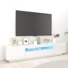 Générique Meuble TV avec lumières LED Blanc Brillant 200x35x40 cm, 40.35 kg, 3081912, Meubles, Meubles TV