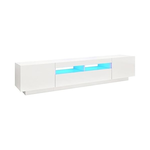 Générique Meuble TV avec lumières LED Blanc Brillant 200x35x40 cm, 40.35 kg, 3081912, Meubles, Meubles TV