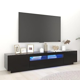 Générique Meuble TV avec lumières LED Noir 200x35x40 cm,40.5 KG,3081907, Meubles, Meubles TV