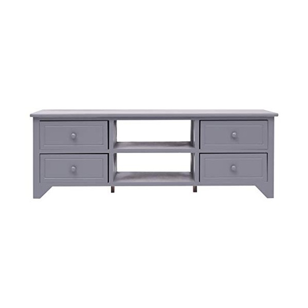 JUNZAI Meuble TV Gris 115x30x40 cm Bois de Paulownia Meuble TV,Table TV,Ensemble Meuble TV