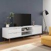 Générique Meuble TV MOLDE Blanc 158x40x49 cm Bois de pin Massif,22 KG,350535, Meubles, Meubles TV