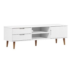 Générique Meuble TV MOLDE Blanc 158x40x49 cm Bois de pin Massif,22 KG,350535, Meubles, Meubles TV