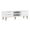 Générique Meuble TV MOLDE Blanc 158x40x49 cm Bois de pin Massif,22 KG,350535, Meubles, Meubles TV