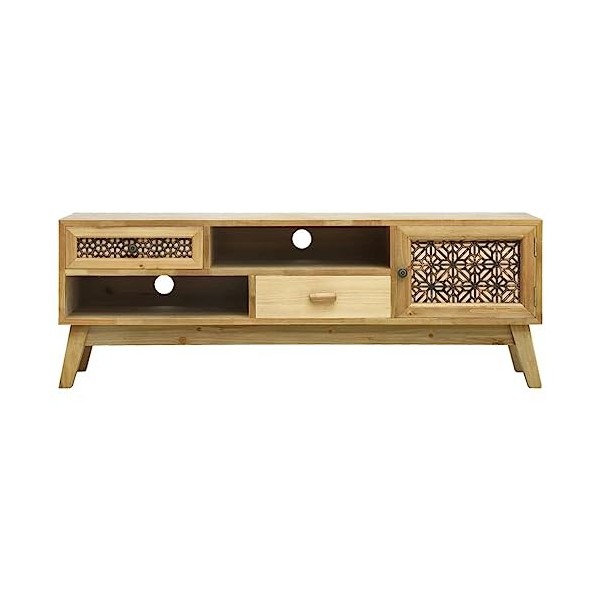 Générique Meuble TV Marron sculpté 120x30x42 cm Bois,23.15 KG,285768, Meubles, Meubles TV