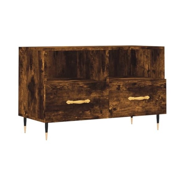 Hotorun Meuble TV dans le salon - Noir - 150 x 30 x 44,5 cm - Matériau du bois - Armoire stéréo pratique - Plateau supérieur 
