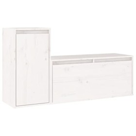 Camerina Meubles TV 2 pcs Blanc Bois Massif de pin,Meuble TV,Meuble TV Moderne,Meuble de Salon