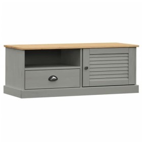JUNZAI Meuble TV Vigo Gris 106x40x40 cm Bois Massif de pin,Meuble TV,Table Basse Salon Meuble TV,Table Basse LED Couleurs