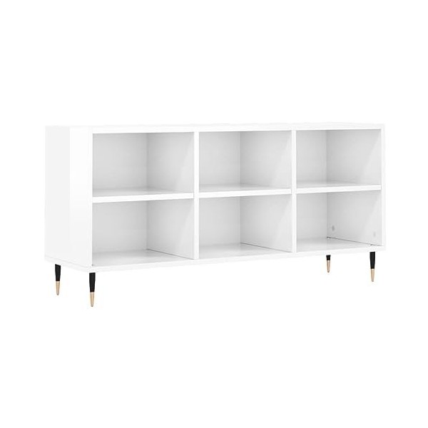 DCRAF Home Hardware Businese Meuble TV en bois Blanc brillant 103,5 x 30 x 50 cm