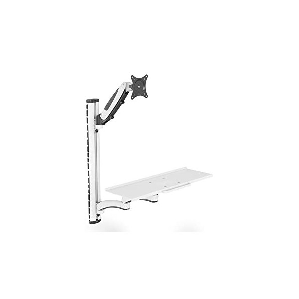 Support mural pour écran Digitus DA-90354 simple 43 cm 17 - 69 cm 27 réglable en hauteur, tablette pour clavier, inclinab