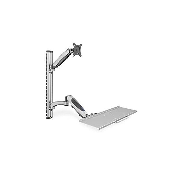 Support mural pour écran Digitus DA-90354 simple 43 cm 17 - 69 cm 27 réglable en hauteur, tablette pour clavier, inclinab