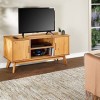 IDIMEX Meuble TV Tivoli Banc télé de 114 cm au Style scandinave Design Vintage Nordique avec 2 Portes et 2 niches, en pin Mas