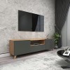 [en.casa] Support TV à Portes Meuble de Rangement Design pour Salon avec Espaces de Stockage 46 x 140 x 30 cm Effet Chêne Ant