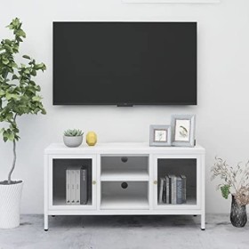 VEEKI Meuble TV, Meuble TV Suspendu, Meuble, Meuble TV avec Rangement，Meuble Industriel, Convient pour Salon ou Chambre, Blan