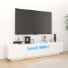 BULANED Meuble TV,Meuble TV Moderne,Meuble de Salon,Meuble TV avec lumières LED Blanc 180x35x40 cm